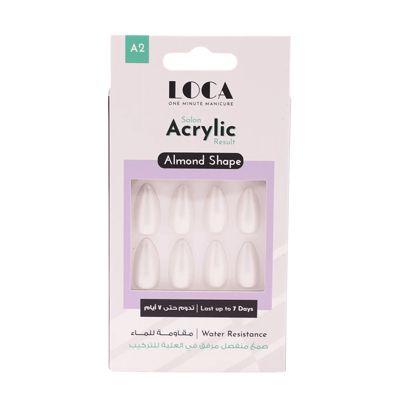 لوكا أظافر أكريليك شكل لوز لؤلؤي أبيض – A2