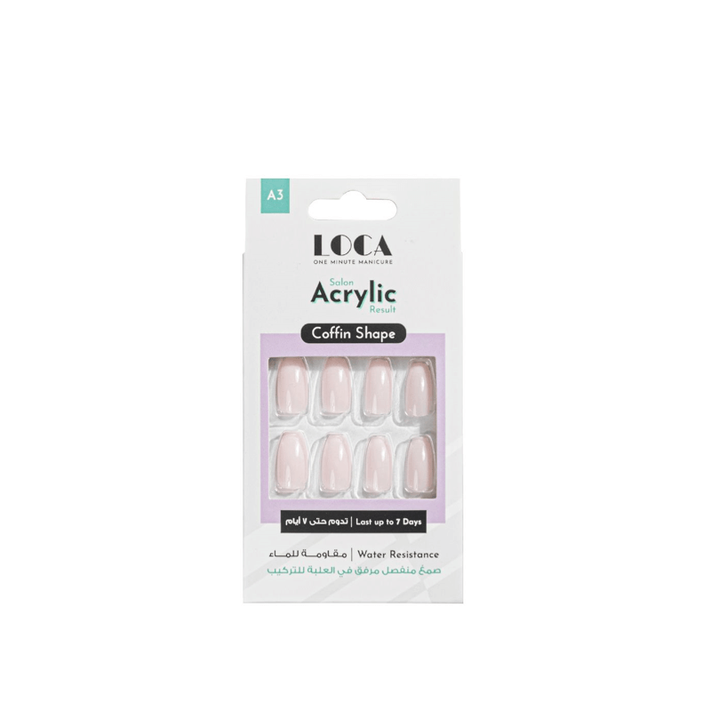 Loca Acrylic Nails A3-Coffin Shape Ombre Color