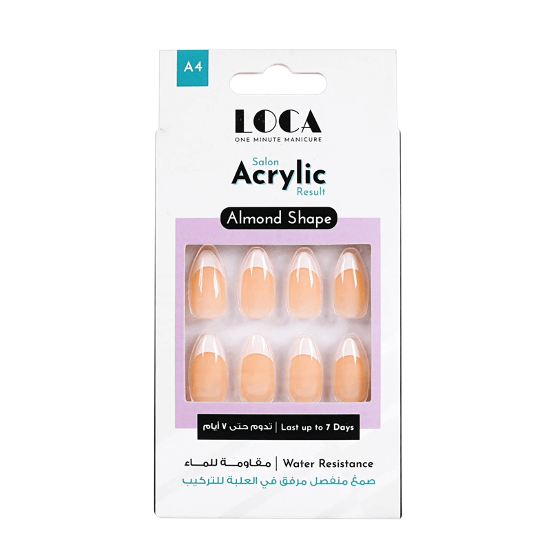 لوكا أظافر أكريليك شكل لوز فرينش طبيعي – A4