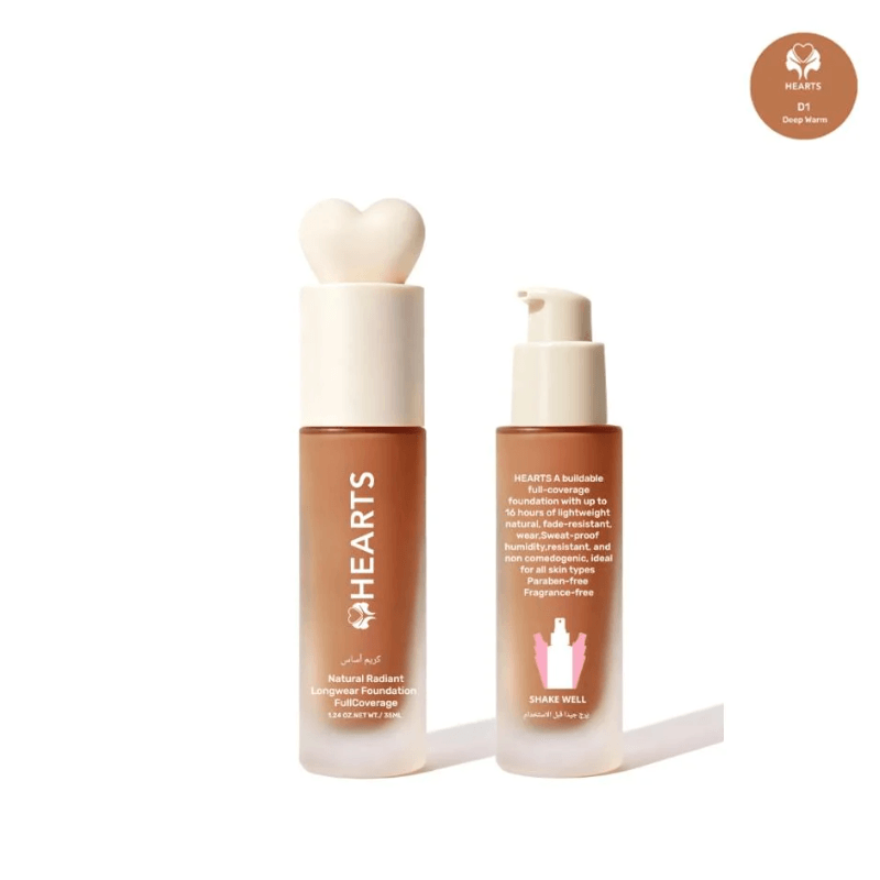 Hearts Natural Long Wear Deep Warm Foundation D1 35Ml