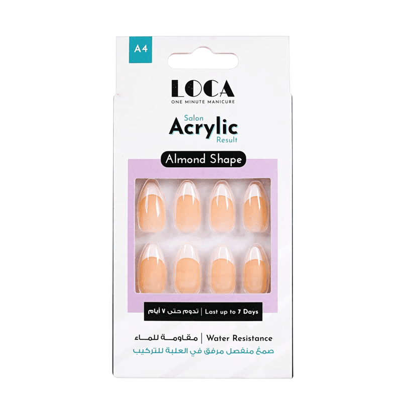 لوكا أظافر أكريليك شكل لوز فرينش طبيعي – A4
